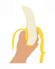 Image showing Hand with skinned banana