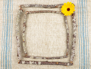 Image showing Wooden frame with calendula