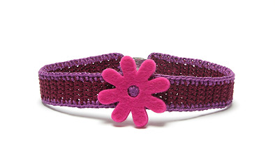 Image showing Hand worked crocheted collar with one felt flower