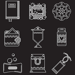 Image showing White line vector icons for handmade items