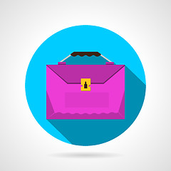 Image showing Round flat vector icon for pink briefcase