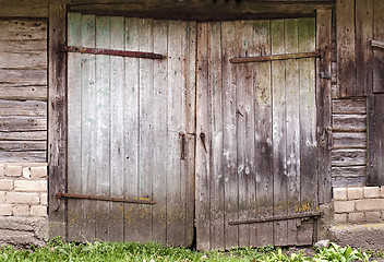 Image showing Old wooden barn door