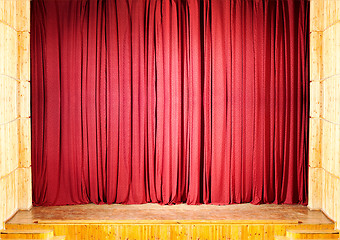 Image showing Red theater curtain