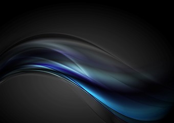 Image showing Dark blue futuristic wavy background