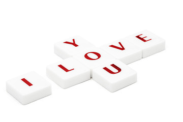 Image showing Scrabble letters spelling I love you isolated on white