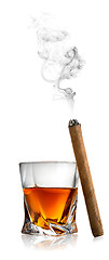 Image showing Whiskey and cigar