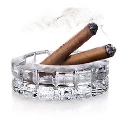 Image showing Cigars in ashtray