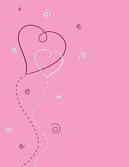 Image showing pink background with two hearts for Valentine's Day