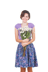 Image showing young cute woman with flowers