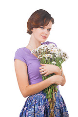 Image showing young cute woman with flowers