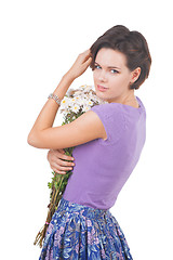 Image showing young cute woman with flowers