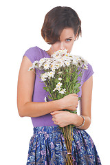 Image showing young cute woman with flowers