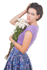 Image showing young cute woman with flowers