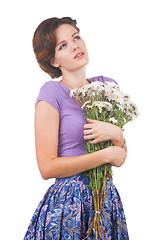 Image showing young cute woman with flowers