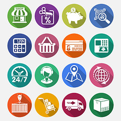 Image showing Internet Shopping and Delivery Flat Icon Set