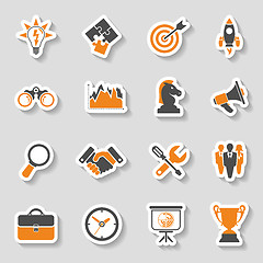 Image showing Business Strategy Icon Sticker Set