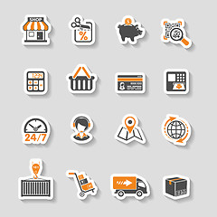 Image showing Internet Shopping and Delivery Sticker Icon Set