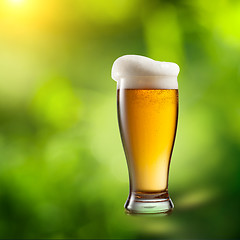 Image showing Beer in glass on natural background