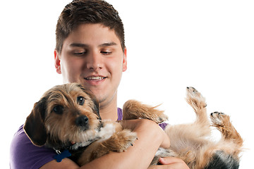 Image showing Man Holding His Dog