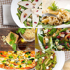 Image showing healthy and tasty Italian food collage