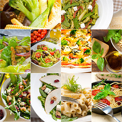 Image showing healthy and tasty Italian food collage