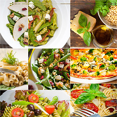 Image showing healthy and tasty Italian food collage