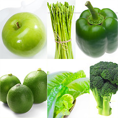 Image showing green healthy food collage collection