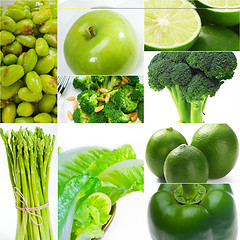 Image showing green healthy food collage collection