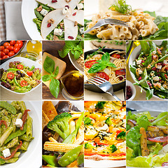 Image showing healthy and tasty Italian food collage