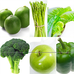 Image showing green healthy food collage collection