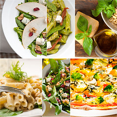 Image showing healthy and tasty Italian food collage