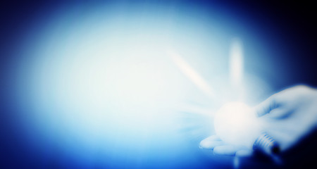 Image showing Background with lit lightbulb