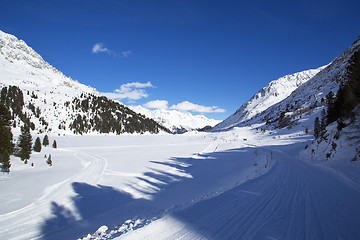 Image showing Frozen lake Obersee in the Austrian Alps