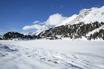 Image showing Frozen lake Obersee in the Austrian Alps