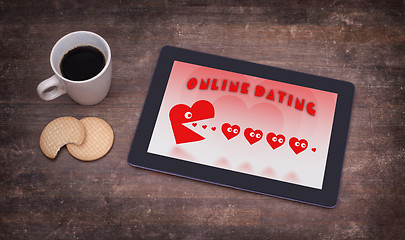Image showing Online dating on a tablet