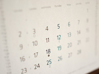 Image showing Calendar page