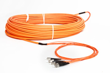 Image showing orange fiber optic ST connector patchcord