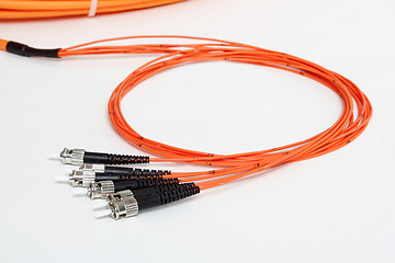 Image showing orange fiber optic ST connector patchcord