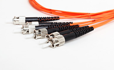 Image showing orange fiber optic ST connector patchcord