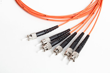 Image showing orange fiber optic ST connector patchcord