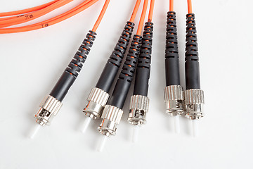 Image showing orange fiber optic ST connector patchcord