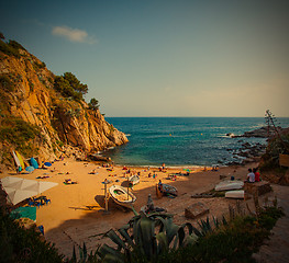 Image showing Tossa de Mar, Catalonia, Spain, 06.17.2013, a small beach near C