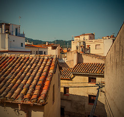 Image showing Tossa de Mar, Catalonia, Spain, 06.17.2013, roofs of houses in t