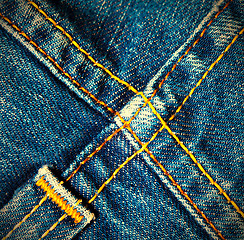 Image showing blue old jeans seams