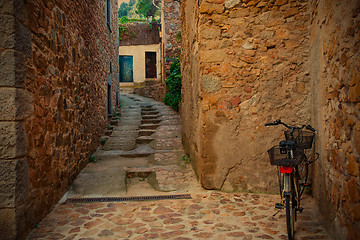 Image showing Tossa de Mar, Catalonia, Spain, 06.17.2013, antique street of th