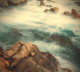 Image showing surf and coastal rocks