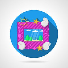 Image showing Blue flat vector icon for sea picture frame