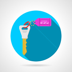 Image showing Blue flat vector icon for key with label