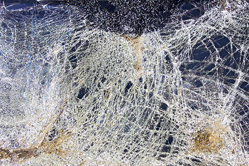 Image showing Broken glass windshield