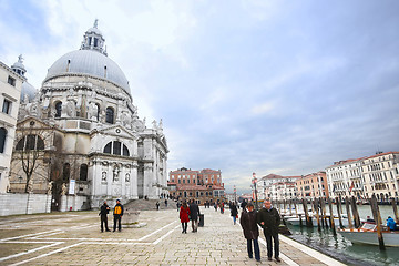Image showing People sightseeing Santa Maria della Salute in Venice